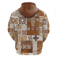 Hawaiian Quilt Hoodie Tiki Tropical Retro Brown Version - Wonder Print Shop