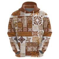 Hawaiian Quilt Hoodie Tiki Tropical Retro Brown Version - Wonder Print Shop