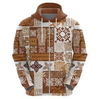 Hawaiian Quilt Hoodie Tiki Tropical Retro Brown Version - Wonder Print Shop