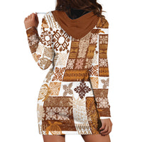 Hawaiian Quilt Hoodie Dress Tiki Tropical Retro Brown Version - Wonder Print Shop