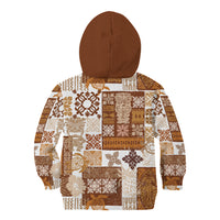 Hawaiian Quilt Kid Hoodie Tiki Tropical Retro Brown Version - Wonder Print Shop