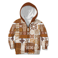 Hawaiian Quilt Kid Hoodie Tiki Tropical Retro Brown Version - Wonder Print Shop