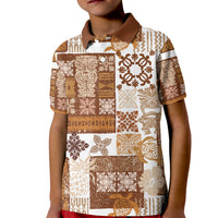 Hawaiian Quilt Kid Polo Shirt Tiki Tropical Retro Brown Version - Wonder Print Shop
