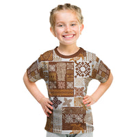 Hawaiian Quilt Kid T Shirt Tiki Tropical Retro Brown Version - Wonder Print Shop