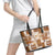 Hawaiian Quilt Leather Tote Bag Tiki Tropical Retro Brown Version - Wonder Print Shop