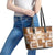 Hawaiian Quilt Leather Tote Bag Tiki Tropical Retro Brown Version - Wonder Print Shop