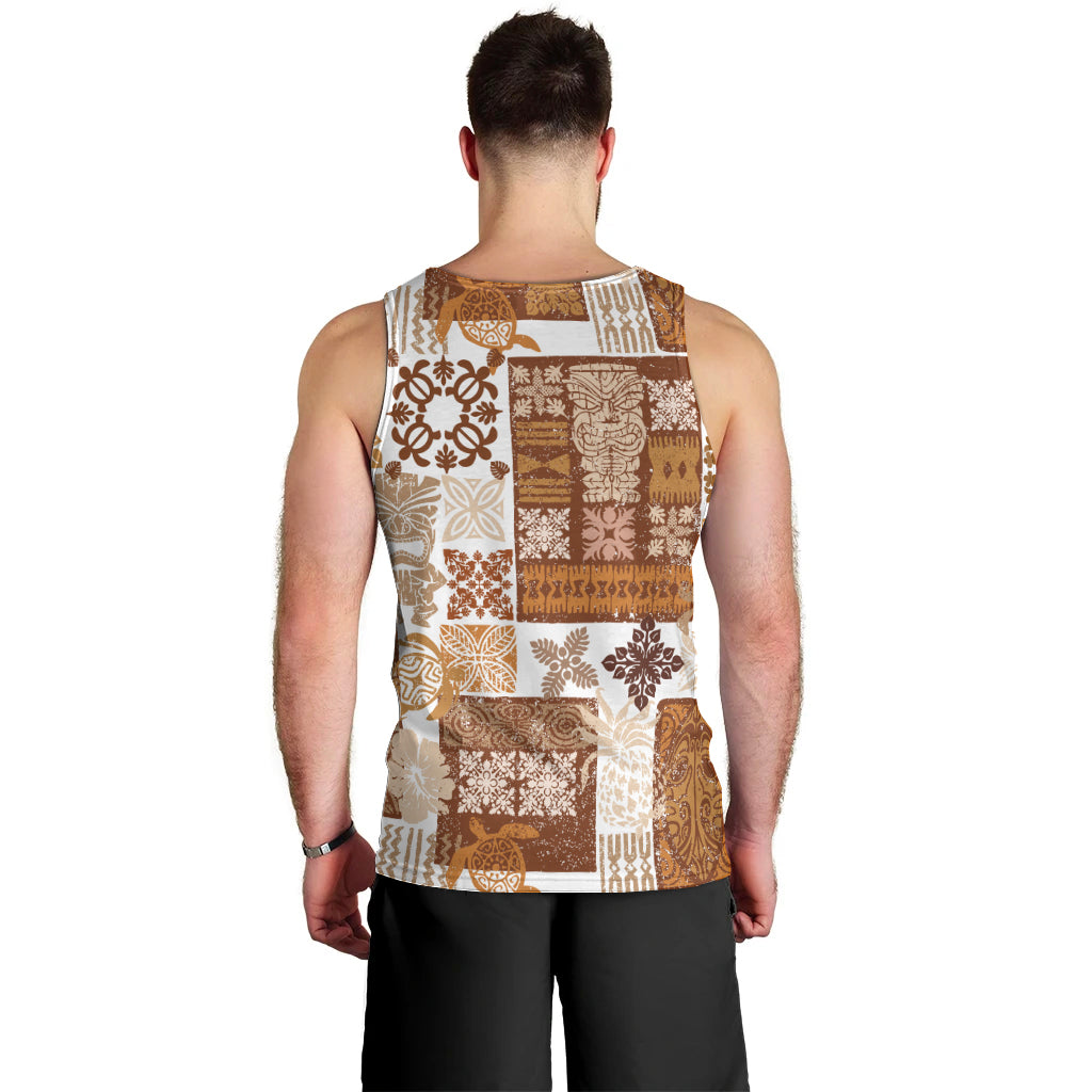 Hawaiian Quilt Men Tank Top Tiki Tropical Retro Brown Version - Wonder Print Shop