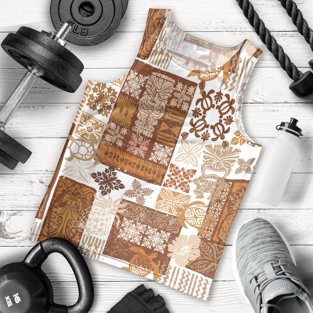 Hawaiian Quilt Men Tank Top Tiki Tropical Retro Brown Version - Wonder Print Shop
