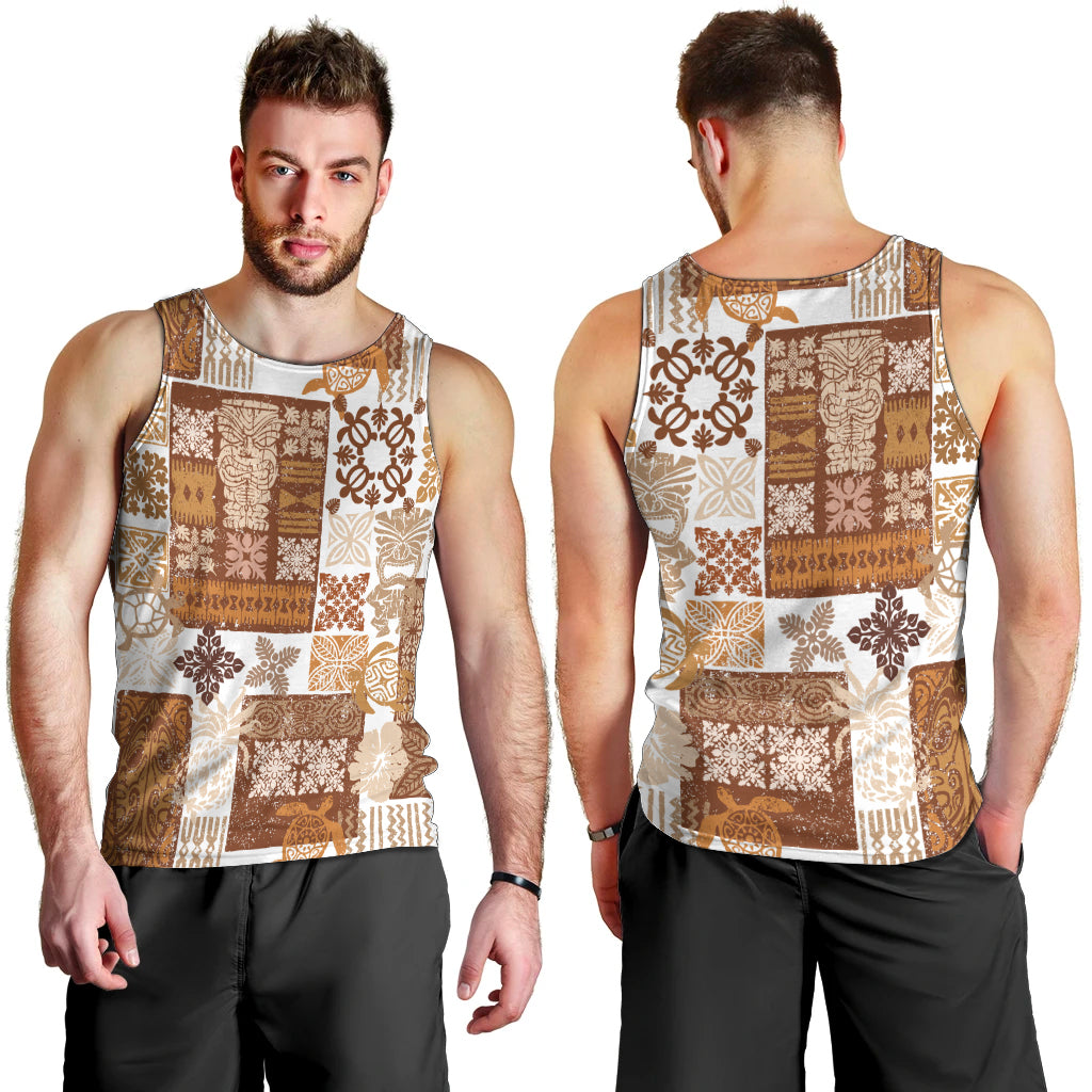 Hawaiian Quilt Men Tank Top Tiki Tropical Retro Brown Version - Wonder Print Shop