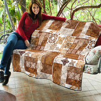 Hawaiian Quilt Quilt Tiki Tropical Retro Brown Version - Wonder Print Shop