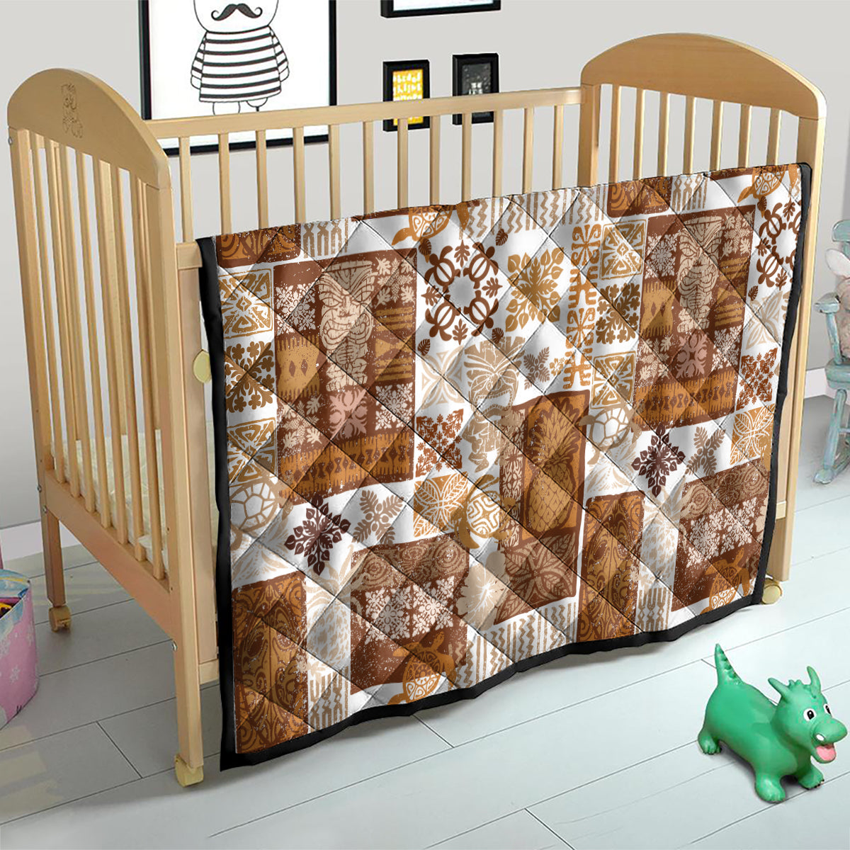 Hawaiian Quilt Quilt Tiki Tropical Retro Brown Version - Wonder Print Shop