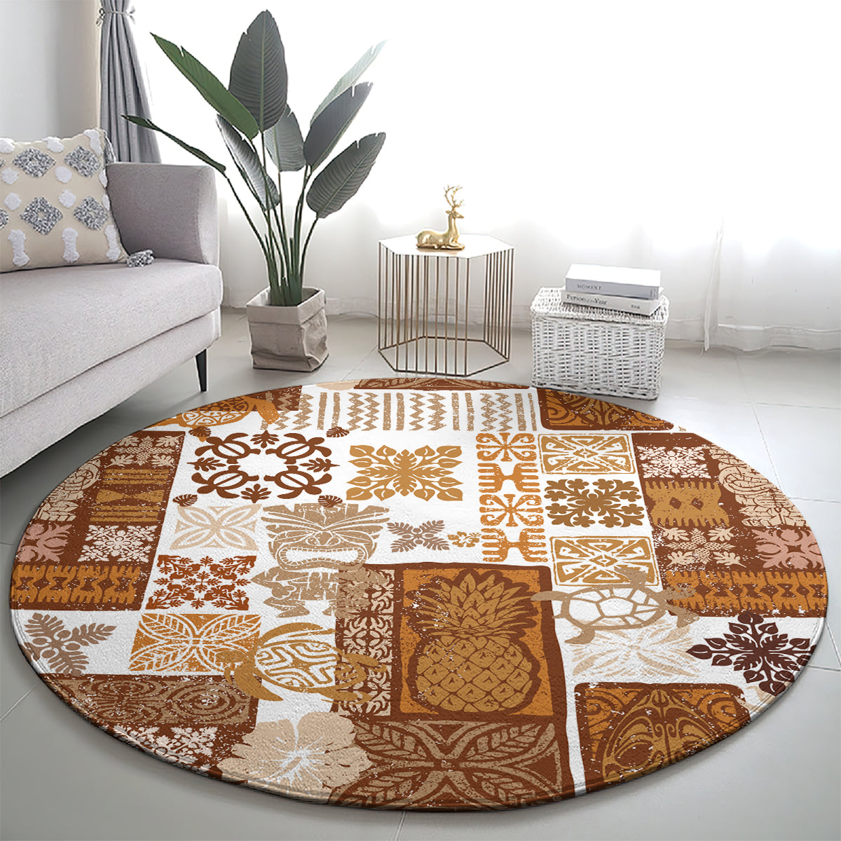 hawaiian-quilt-round-carpet-tiki-tropical-retro-brown-version