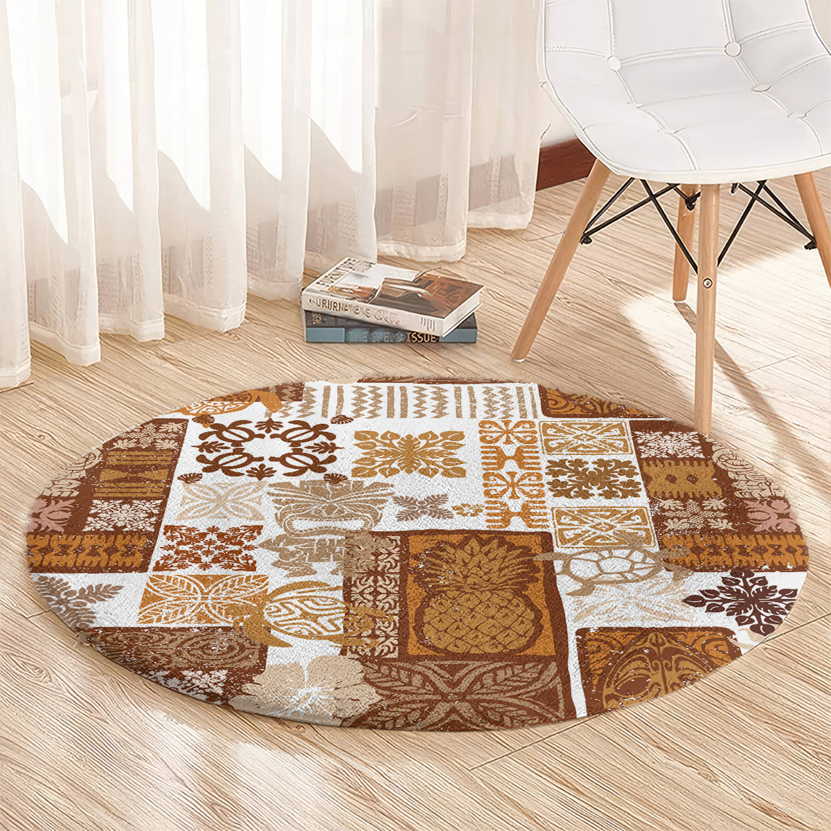 hawaiian-quilt-round-carpet-tiki-tropical-retro-brown-version