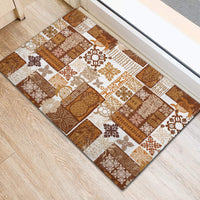 Hawaiian Quilt Rubber Doormat Tiki Tropical Retro Brown Version - Wonder Print Shop