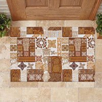 Hawaiian Quilt Rubber Doormat Tiki Tropical Retro Brown Version - Wonder Print Shop