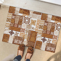 Hawaiian Quilt Rubber Doormat Tiki Tropical Retro Brown Version - Wonder Print Shop