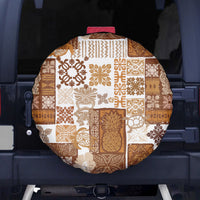 Hawaiian Quilt Spare Tire Cover Tiki Tropical Retro Brown Version - Wonder Print Shop