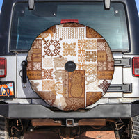 Hawaiian Quilt Spare Tire Cover Tiki Tropical Retro Brown Version - Wonder Print Shop