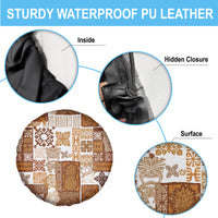 Hawaiian Quilt Spare Tire Cover Tiki Tropical Retro Brown Version - Wonder Print Shop