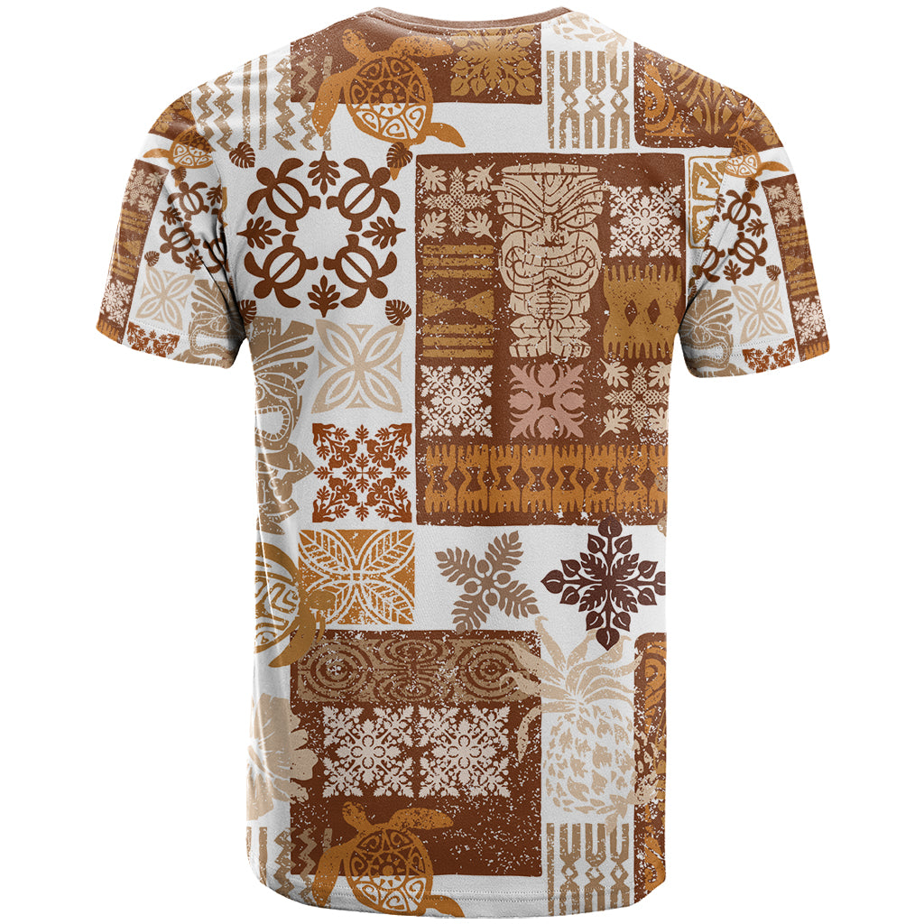 Hawaiian Quilt T Shirt Tiki Tropical Retro Brown Version - Wonder Print Shop