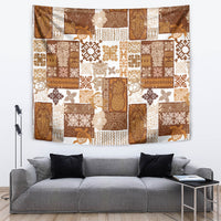 Hawaiian Quilt Tapestry Tiki Tropical Retro Brown Version - Wonder Print Shop