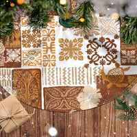 Hawaiian Quilt Tree Skirt Tiki Tropical Retro Brown Version - Wonder Print Shop