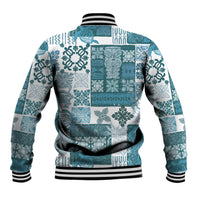 Hawaiian Quilt Baseball Jacket Tiki Tropical Retro Dark Cyan Version - Wonder Print Shop