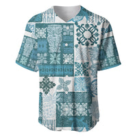 Hawaiian Quilt Baseball Jersey Tiki Tropical Retro Dark Cyan Version - Wonder Print Shop