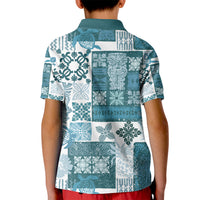 Hawaiian Quilt Kid Polo Shirt Tiki Tropical Retro Dark Cyan Version - Wonder Print Shop