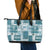 Hawaiian Quilt Leather Tote Bag Tiki Tropical Retro Dark Cyan Version - Wonder Print Shop