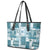 Hawaiian Quilt Leather Tote Bag Tiki Tropical Retro Dark Cyan Version - Wonder Print Shop