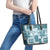 Hawaiian Quilt Leather Tote Bag Tiki Tropical Retro Dark Cyan Version - Wonder Print Shop