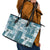 Hawaiian Quilt Leather Tote Bag Tiki Tropical Retro Dark Cyan Version - Wonder Print Shop