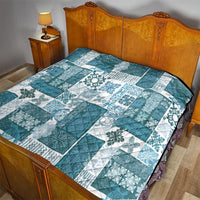 Hawaiian Quilt Quilt Tiki Tropical Retro Dark Cyan Version - Wonder Print Shop