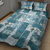 Hawaiian Quilt Quilt Bed Set Tiki Tropical Retro Dark Cyan Version - Wonder Print Shop