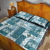 Hawaiian Quilt Quilt Bed Set Tiki Tropical Retro Dark Cyan Version - Wonder Print Shop