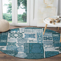 hawaiian-quilt-round-carpet-tiki-tropical-retro-dark-cyan-version