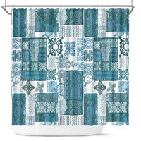 hawaiian-quilt-shower-curtain-tiki-tropical-retro-dark-cyan-version