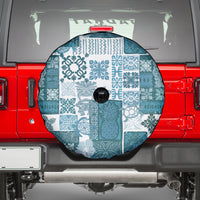 Hawaiian Quilt Spare Tire Cover Tiki Tropical Retro Dark Cyan Version - Wonder Print Shop
