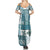 Hawaiian Quilt Summer Maxi Dress Tiki Tropical Retro Dark Cyan Version - Wonder Print Shop