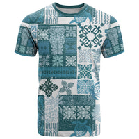 Hawaiian Quilt T Shirt Tiki Tropical Retro Dark Cyan Version - Wonder Print Shop