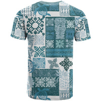 Hawaiian Quilt T Shirt Tiki Tropical Retro Dark Cyan Version - Wonder Print Shop
