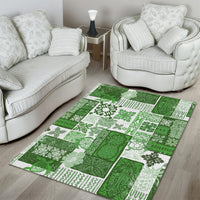 Hawaiian Quilt Area Rug Tiki Tropical Retro Green Version - Wonder Print Shop
