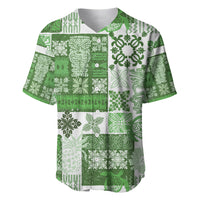 Hawaiian Quilt Baseball Jersey Tiki Tropical Retro Green Version - Wonder Print Shop