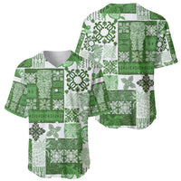Hawaiian Quilt Baseball Jersey Tiki Tropical Retro Green Version - Wonder Print Shop