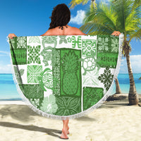 Hawaiian Quilt Beach Blanket Tiki Tropical Retro Green Version - Wonder Print Shop