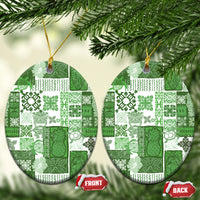 Hawaiian Quilt Ceramic Ornament Tiki Tropical Retro Green Version - Wonder Print Shop