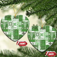 Hawaiian Quilt Ceramic Ornament Tiki Tropical Retro Green Version - Wonder Print Shop