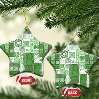 Hawaiian Quilt Ceramic Ornament Tiki Tropical Retro Green Version - Wonder Print Shop