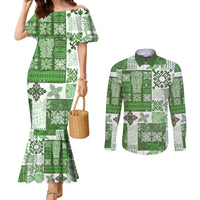 hawaiian-quilt-couples-matching-mermaid-dress-and-long-sleeve-button-shirt-tiki-tropical-retro-green-version